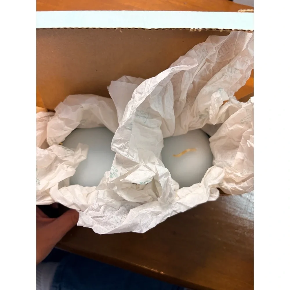 PartyLite Spring Water 3 Inch Ball‎ Candles Set of 2 Light Blue Q36611 NEW